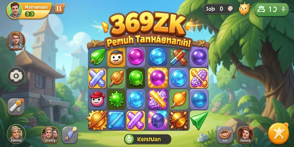 Screenshot 369ZK menampilkan aksi pencocokan item Match-3.