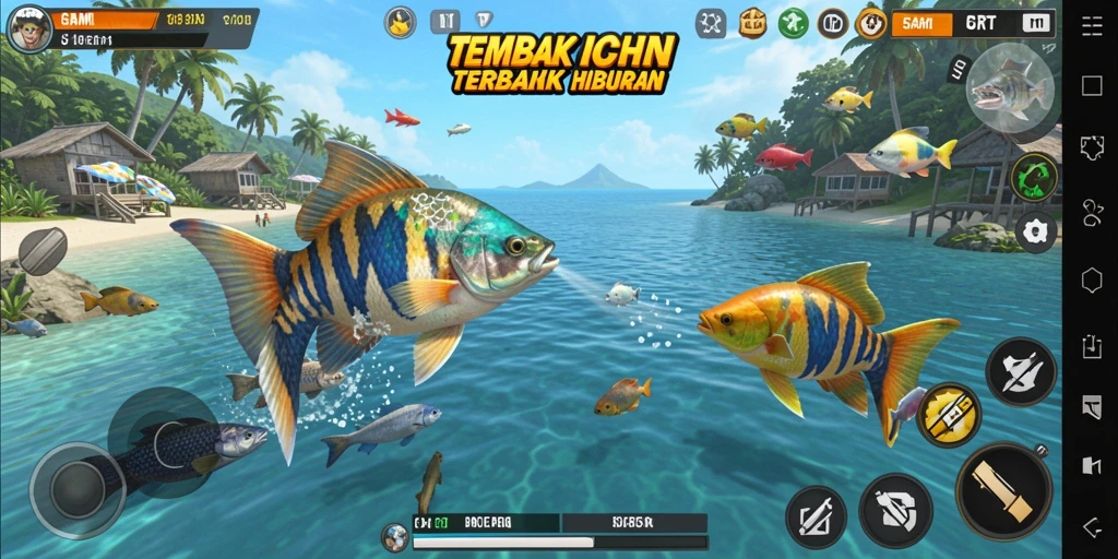 Gameplay menembak ikan yang seru dan interaktif di 5RT.