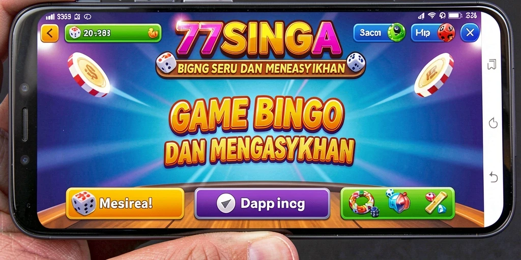 Screenshot gameplay utama 77SINGA menampilkan suasana bingo yang seru.