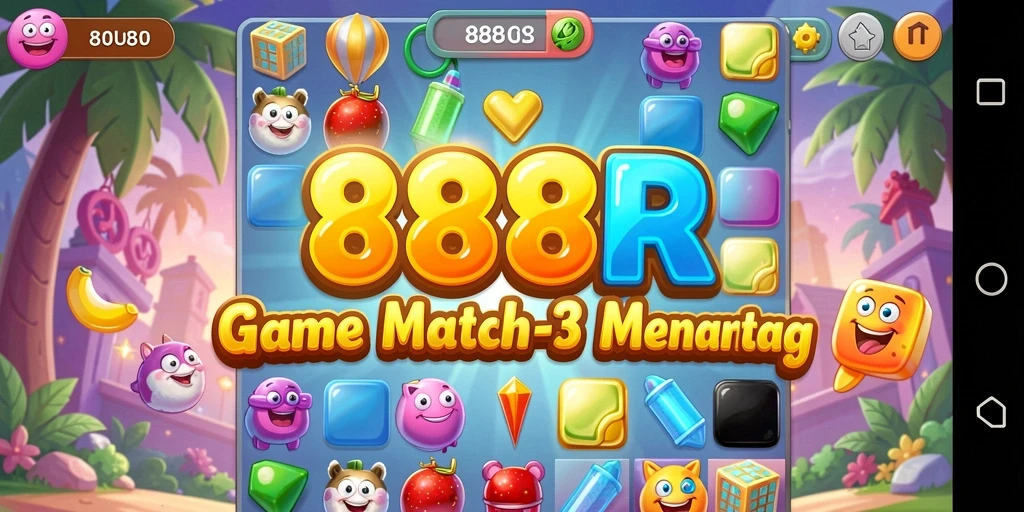 Tampilan gameplay seru di 888R, tantangan Match-3 yang mendebarkan.
