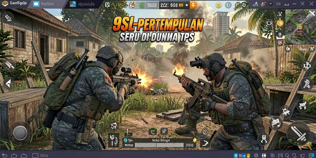 Gameplay aksi mendebarkan di 9SL dengan karakter unik dan senjata menarik.