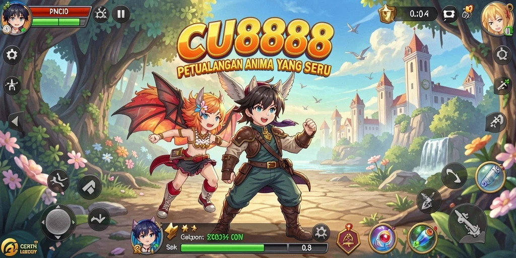 Tampilan menarik dari gameplay CU888 dengan karakter anime yang ikonik.