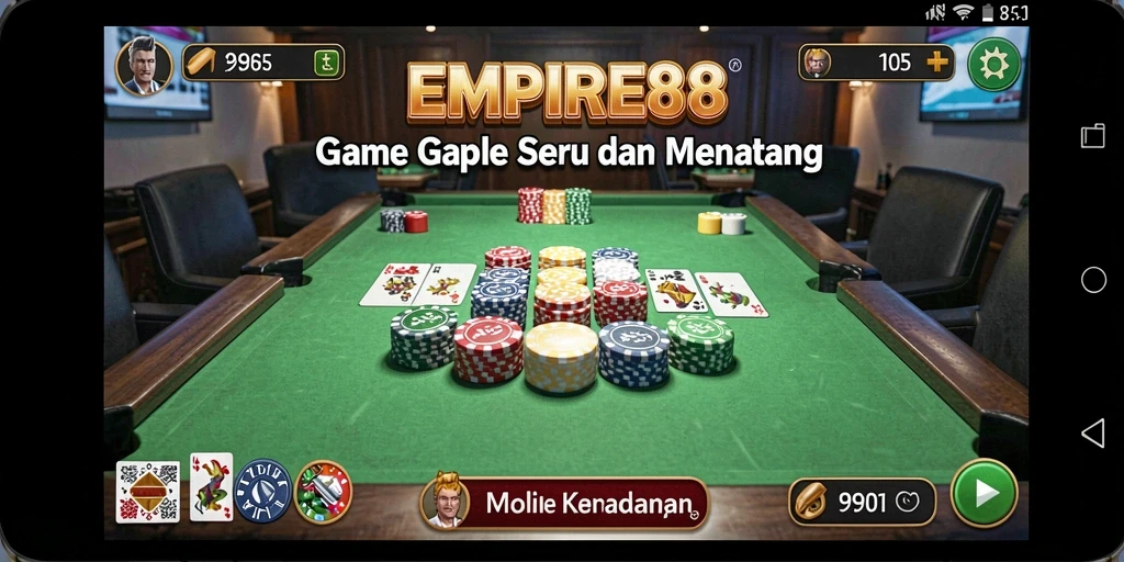 Tampilan gameplay seru di EMPIRE88 saat bermain Gaple.
