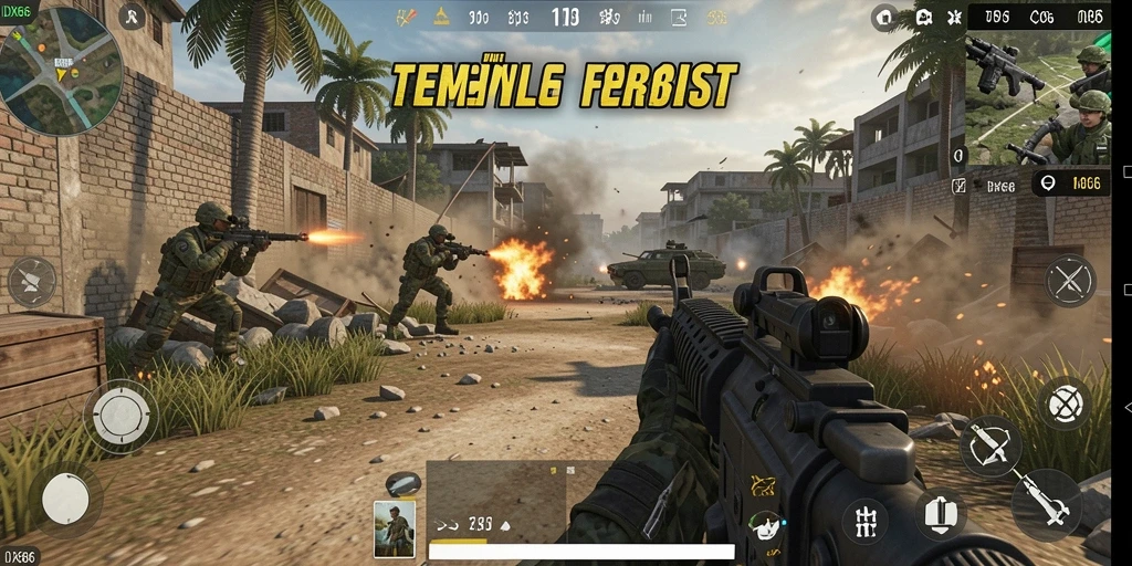 Screenshot gameplay IDX66 menampilkan aksi tempur yang intens dan grafis yang menakjubkan.