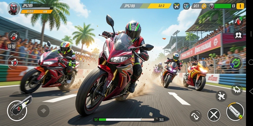 Tampilan gameplay seru di balapan motor JP6789.