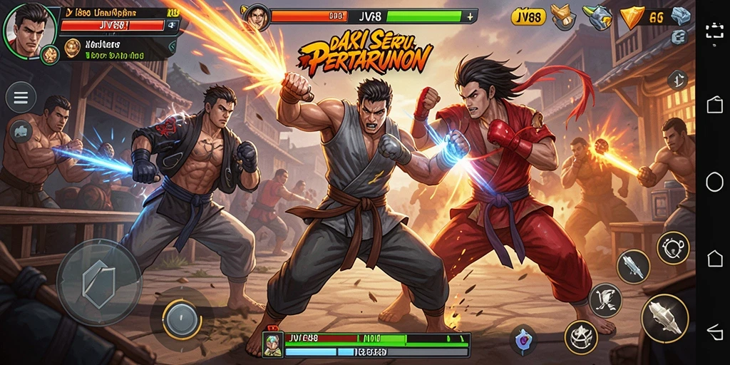 Tampilan gameplay JV88 yang mendebarkan dengan aksi pertarungan yang seru.