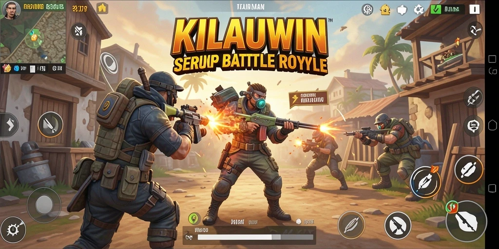 Tampilan gameplay KILAUWIN yang seru dan mendebarkan di arena Battle Royale.