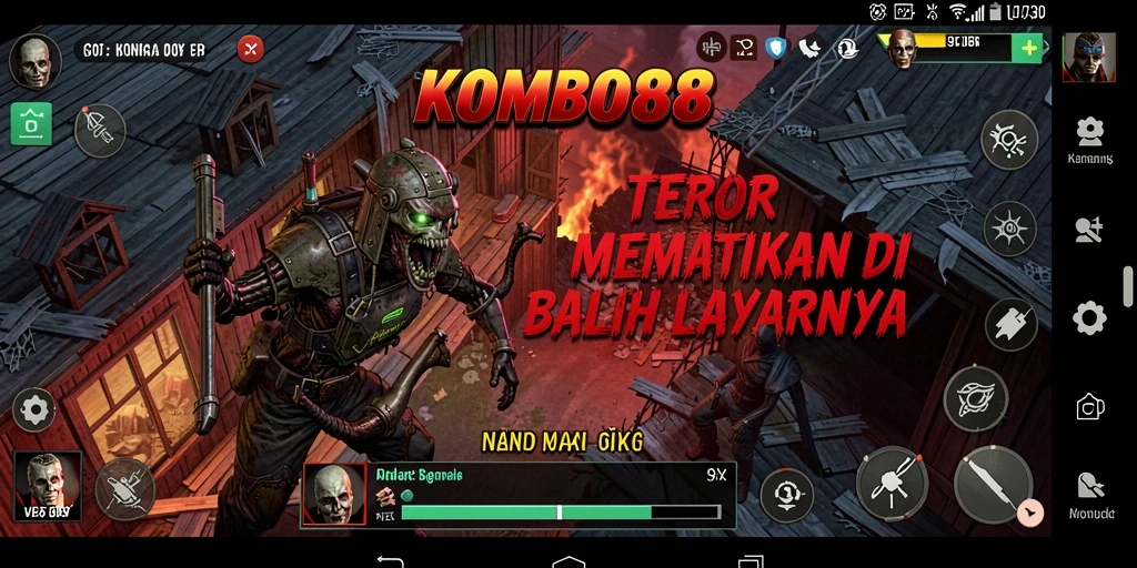 Tampilan gameplay KOMBO88 dengan suasana horor yang mendebarkan.