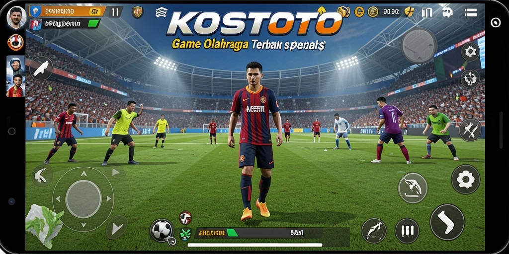 Screenshot gameplay KOSTOTO menampilkan aksi seru dalam pertandingan olahraga.