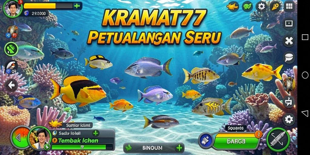 Screenshot KRAMAT77 menampilkan aksi menarik saat bermain Tembak Ikan.