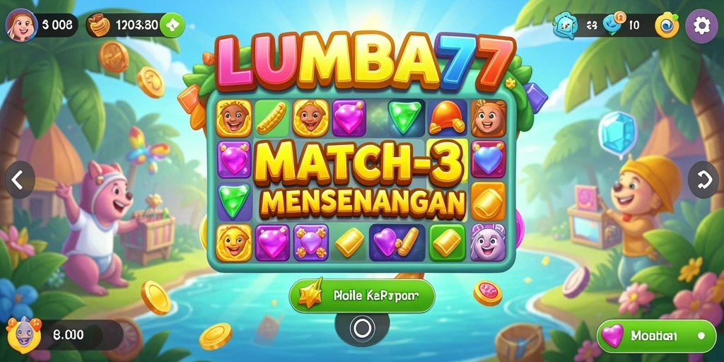 Screenshot gameplay LUMBA77 menampilkan momen seru saat mencocokkan item.