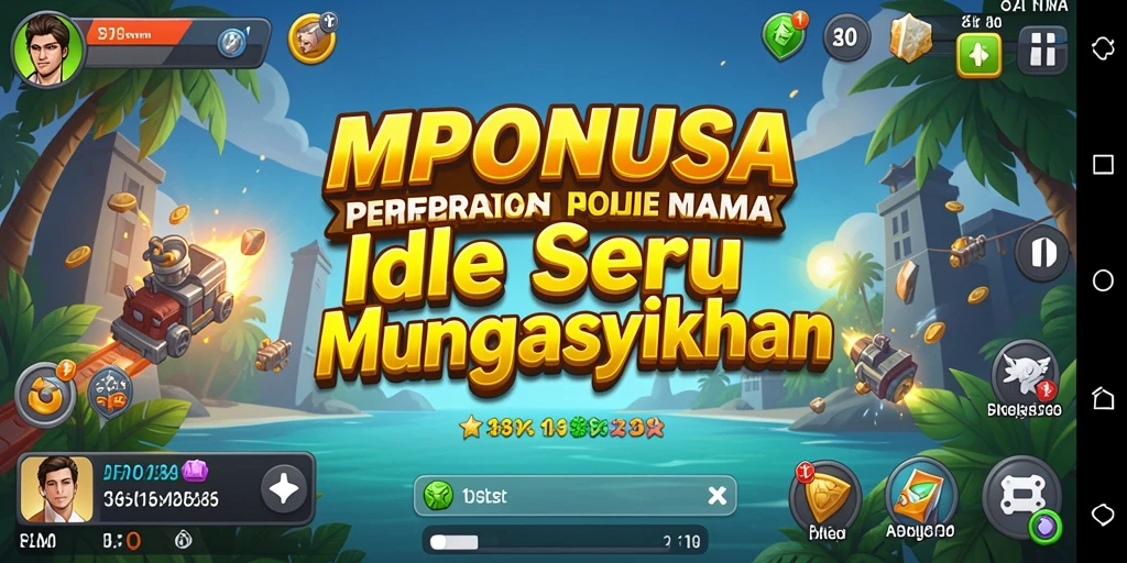 Tampilan gameplay MPONUSA dengan karakter dan sumber daya yang beragam.