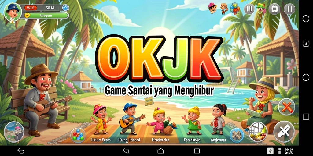 Tampilan gameplay OKJK yang menghibur dan penuh warna.