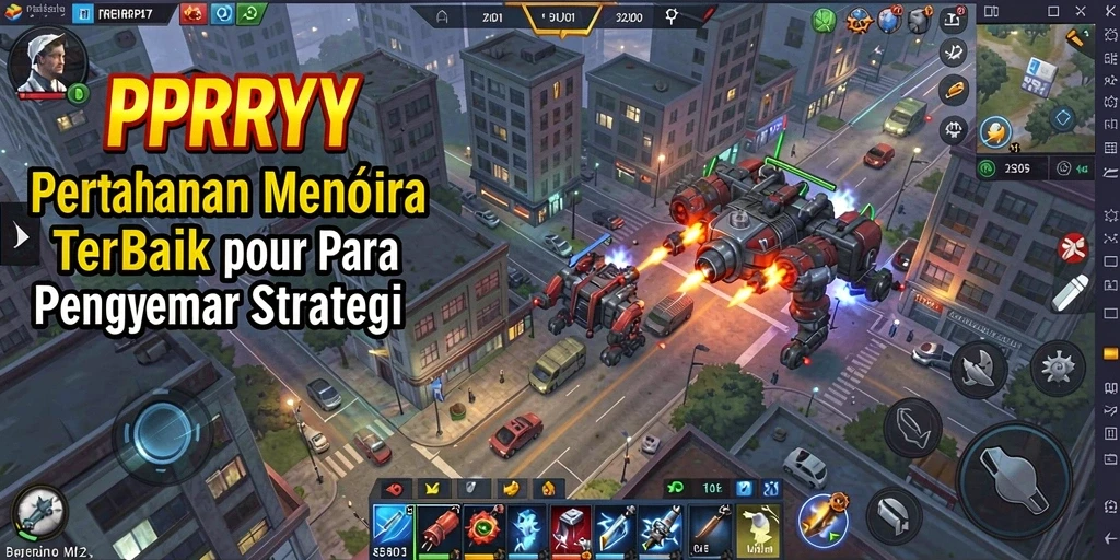 Tampilan gameplay <strong>PPRRYY</strong> dengan menara yang menarik dan musuh yang mendebarkan.