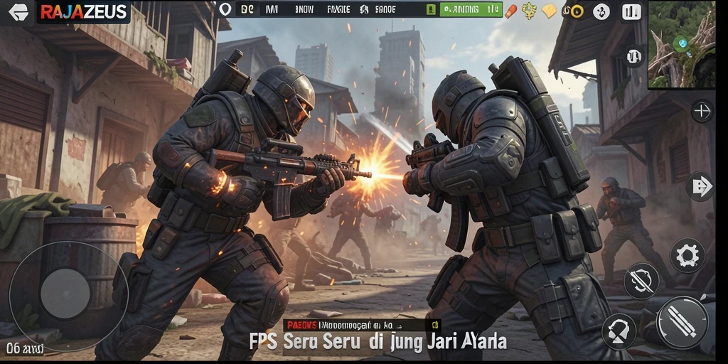 Tampilan menegangkan dari pertempuran FPS di RAJAZEUS.