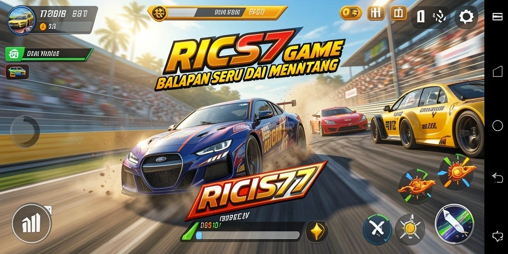 Tampilan gameplay RICIS77 yang menegangkan saat balapan.