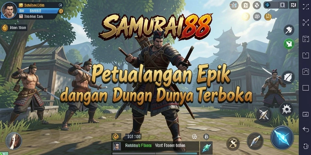 Screenshot menampilkan momen seru dalam gameplay Open World SAMURAI88.