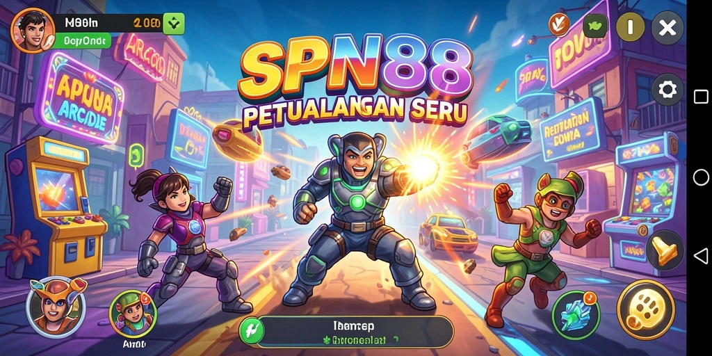 Screenshot SPN88 menampilkan gameplay seru dengan berbagai rintangan dan karakter lucu.