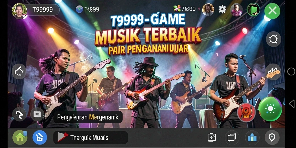 Screenshot gameplay T9999 menunjukkan pengalaman musik yang interaktif.