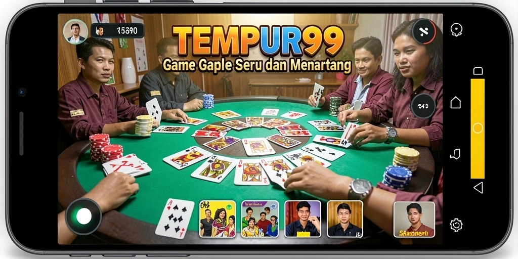 Tampilan seru dan interaktif permainan Gaple TEMPUR99.
