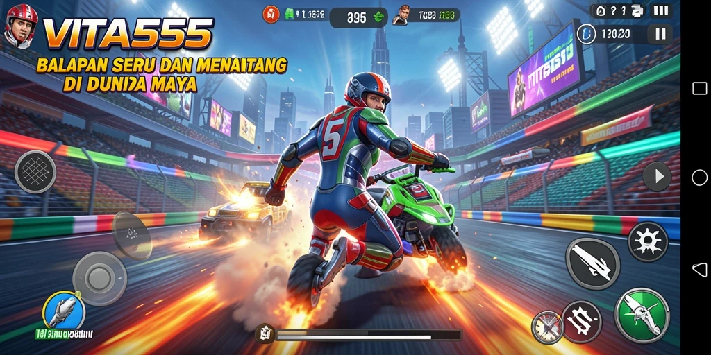 Tampilan menarik saat balapan di VITA555 dengan efek grafis menawan.