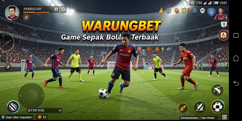 Screenshot utama menampilkan aksi seru permainan sepak bola di WARUNGBET.