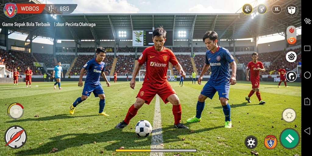 Gameplay menarik dalam WDBOS yang menampilkan aksi sepak bola.